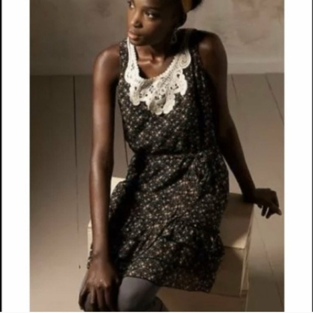 Anthropologie Fei Sheer Floral Dress with crochet trim